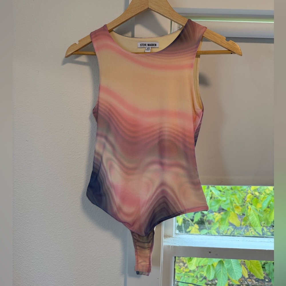 Steve Madden Pink Hydrangea Swirl Bodysuit